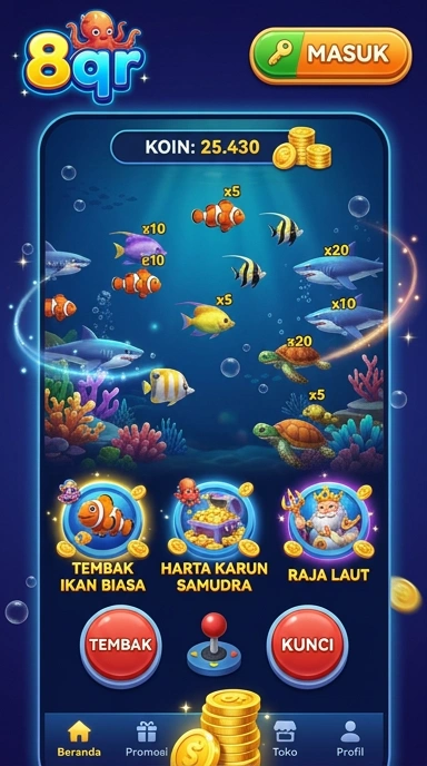 Tampilan antarmuka pengguna 8qr yang sederhana dan menarik.